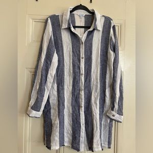 Line blue and white striped beach cover up! NWT. size medium!